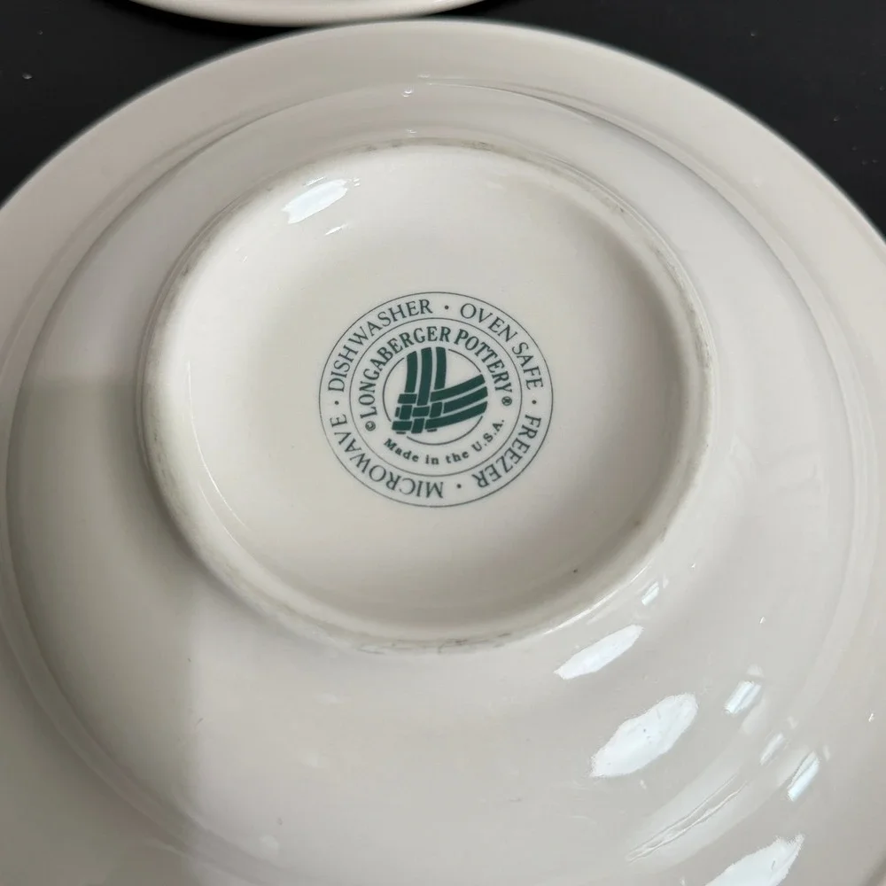 Longaberger Woven Traditions Heritage Green Pasta Soup Bowls Set of 2 9.75